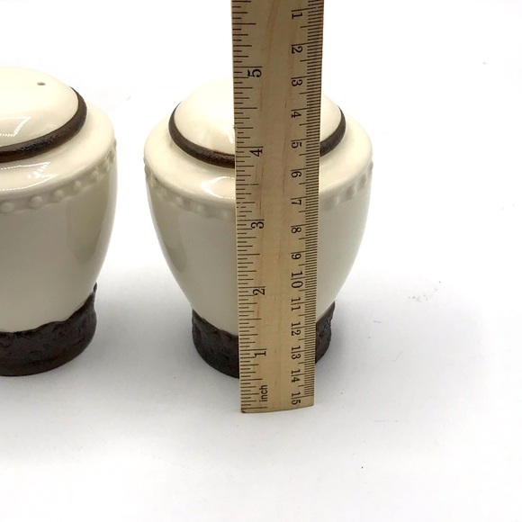 NWOT 4 pc. Set CBK porcelain sugar creamer salt pepper white and brown. - Picture 9 of 10